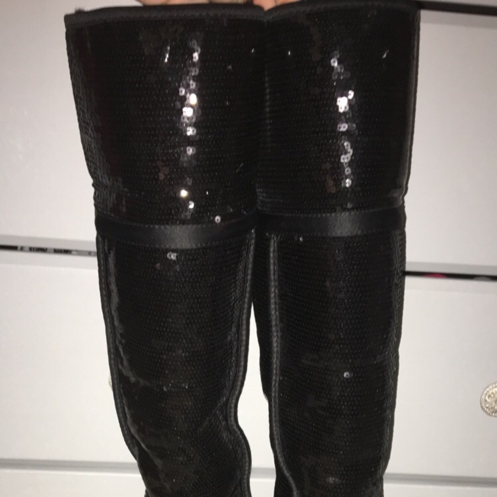 Over the Knee Black Sparkly Uggs
